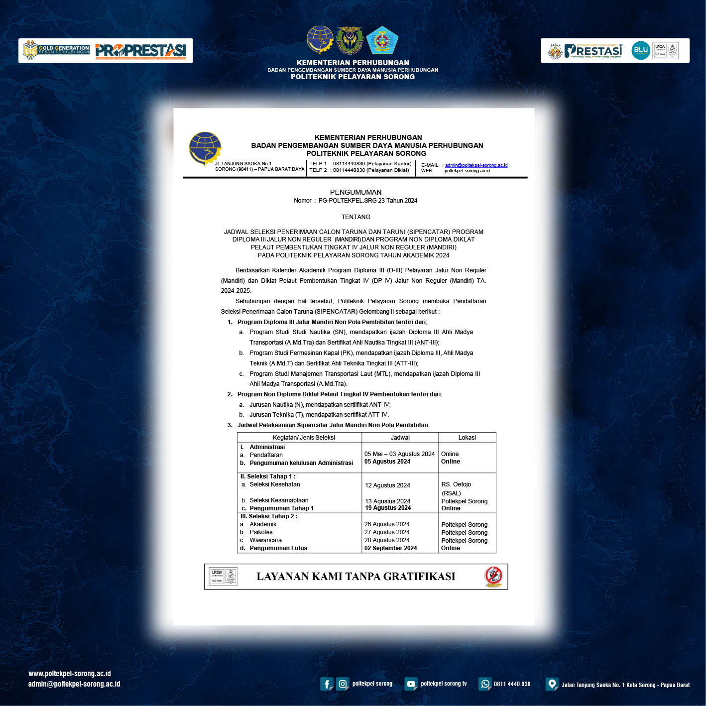 AYOO SEGERA DAFTAR!!! SELEKSI PENERIMAAN CALON TARUNA DAN TARUNI (SIPENCATAR) GELOMBANG 2