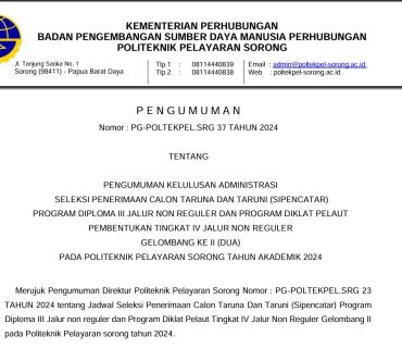 PENGUMUMAN KELULUSAN ADMINISTRASI SIPENCATAR NON REGULER GELOMBANG II