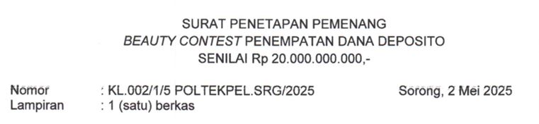 PENGUMUMAN PENETAPAN PEMENANG BEAUTY CONTEST