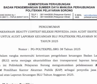 PENGUMUMAN BEAUTY CONTEST SELEKSI PENYEDIA JASA AUDIT EKSTERNAL UNTUK AUDIT LAPORAN KEUANGAN BLU TAHUN 2025