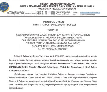 PENGUMUMAN PENDAFTARAN SIPENCATAR MANDIRI GELOMBANG I TAHUN AKADEMIK 2026/2027