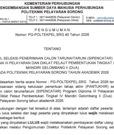 PENGUMUMAN HASIL SIPENCATAR MANDIRI GELOMBANG II TAHUN 2026
